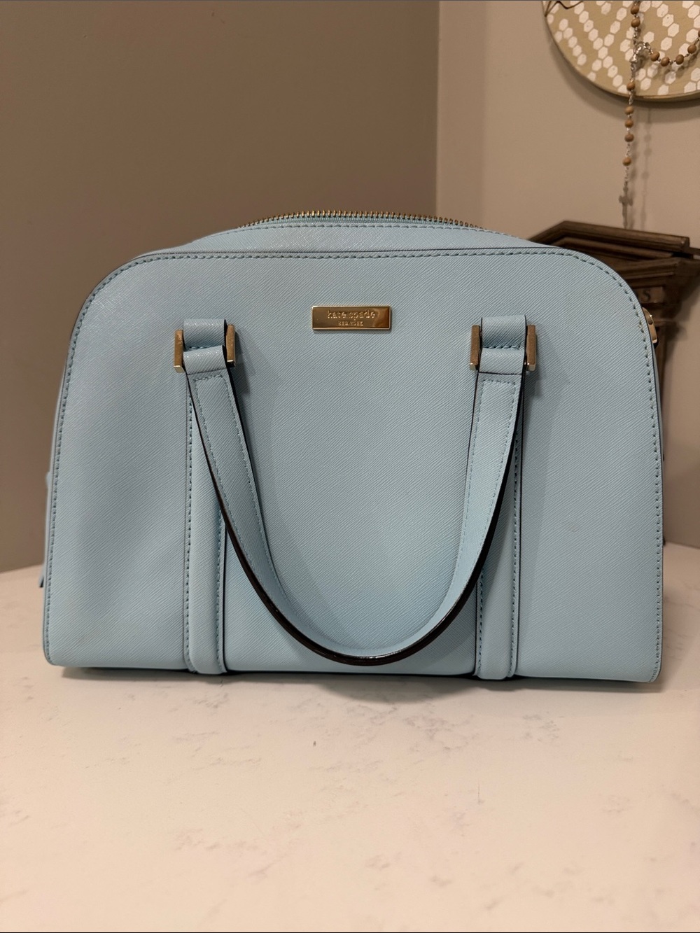 kate spade Powder Blue Dome Satchel with Gold Hardware